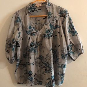 Lux Cotton and Silk Gray Butterfly Blouse